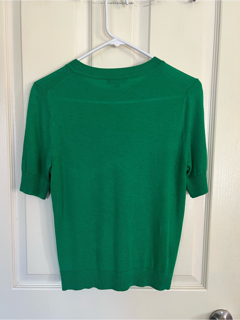 J.Crew Emerald Green Fine Gauge Knit Crewneck Sweater Short Sleeve M - Picture 6 of 8